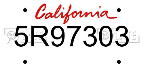 5R97303 California License Plate