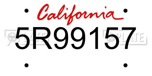5R99157 California License Plate