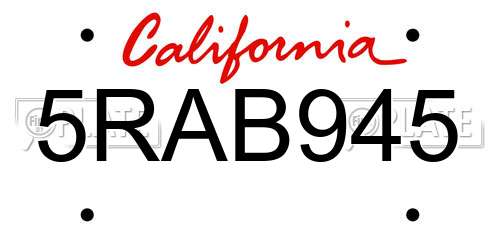 5RAB945 California License Plate