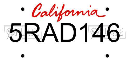 5RAD146 California License Plate