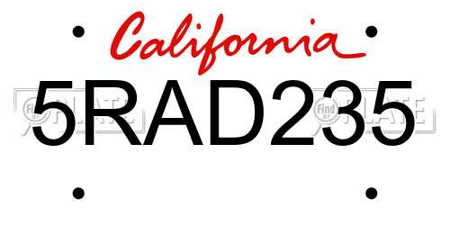 5RAD235 California License Plate
