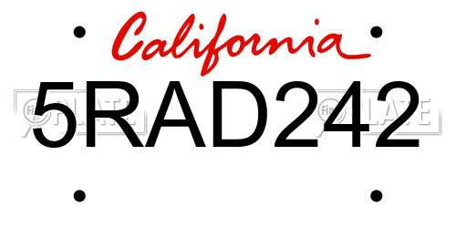 5RAD242 California License Plate
