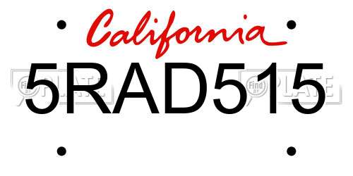 5RAD515 California License Plate