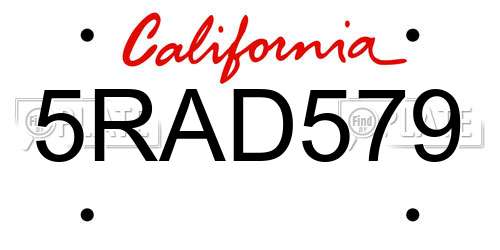 5RAD579 California License Plate