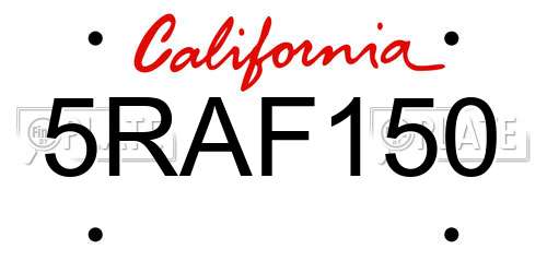 5RAF150 California License Plate