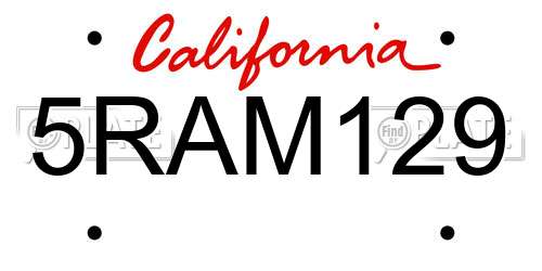 5RAM129 California License Plate