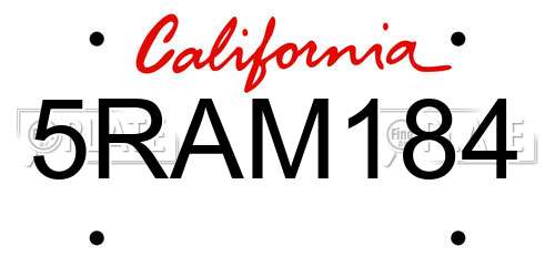 5RAM184 California License Plate