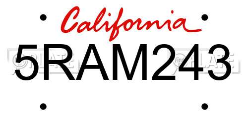 5RAM243 California License Plate