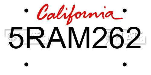 5RAM262 California License Plate