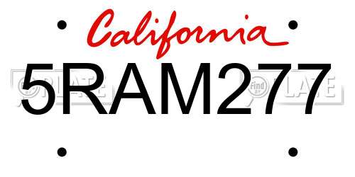 5RAM277 California License Plate