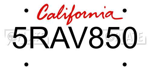 5RAV850 California License Plate