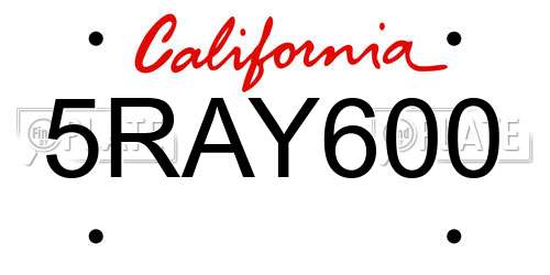 5RAY600 California License Plate