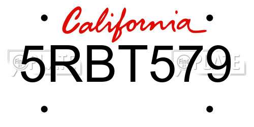 5RBT579 California License Plate