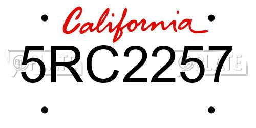 5RC2257 California License Plate