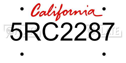 5RC2287 California License Plate