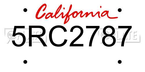 5RC2787 California License Plate