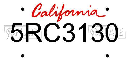 5RC3130 California License Plate
