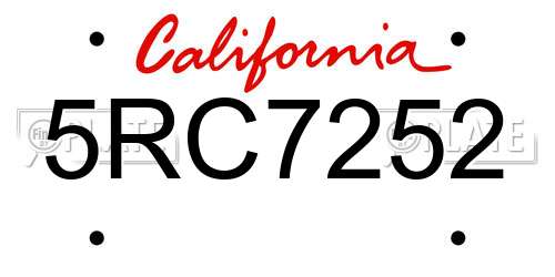 5RC7252 California License Plate