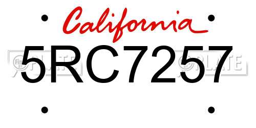 5RC7257 California License Plate
