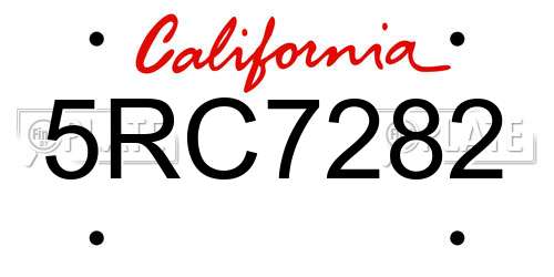 5RC7282 California License Plate