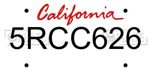 5RCC626 California License Plate