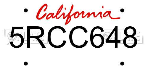 5RCC648 California License Plate