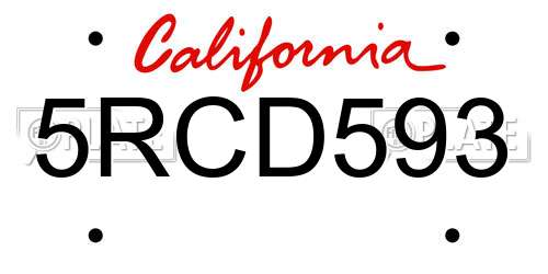5RCD593 California License Plate