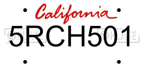 5RCH501 California License Plate
