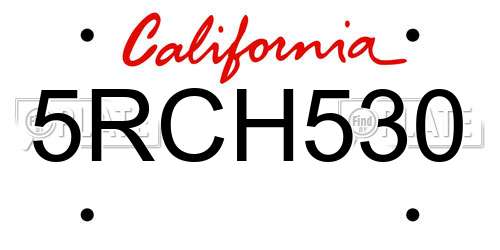 5RCH530 California License Plate