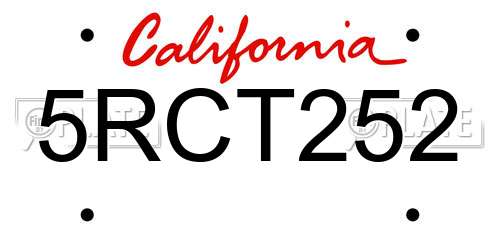 5RCT252 California License Plate