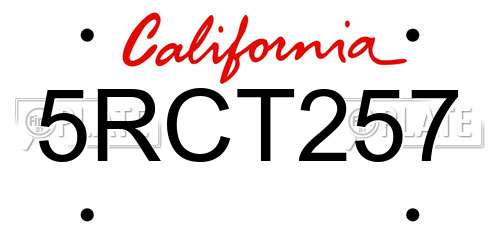 5RCT257 California License Plate