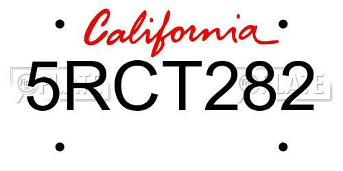 5RCT282 California License Plate