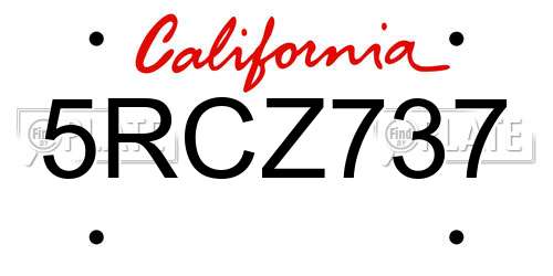 5RCZ737 California License Plate
