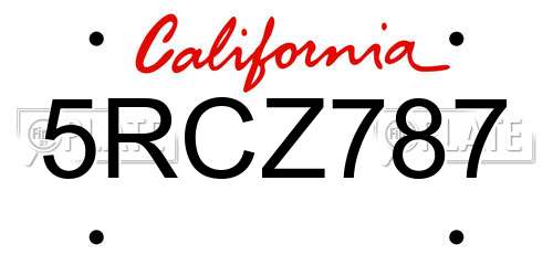 5RCZ787 California License Plate