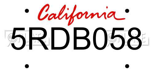 5RDB058 California License Plate