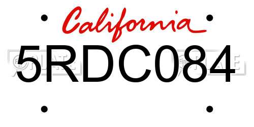 5RDC084 California License Plate