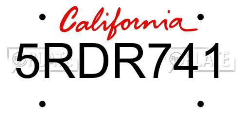 5RDR741 California License Plate