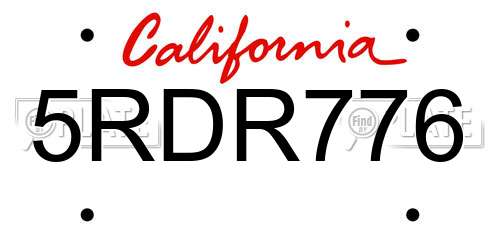 5RDR776 California License Plate