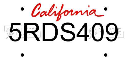 5RDS409 California License Plate