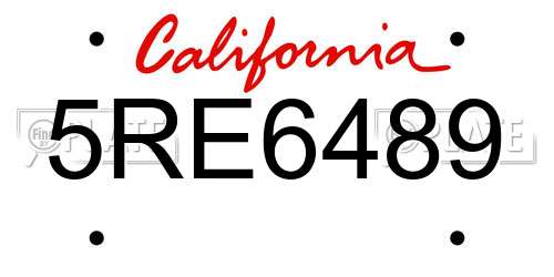 5RE6489 California License Plate