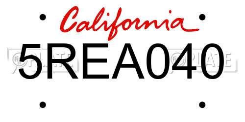 5REA040 California License Plate