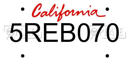 5REB070 California License Plate
