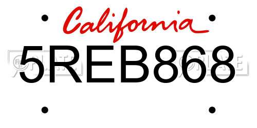 5REB868 California License Plate
