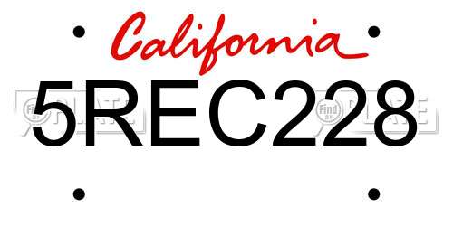 5REC228 California License Plate