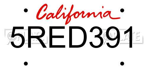 5RED391 California License Plate
