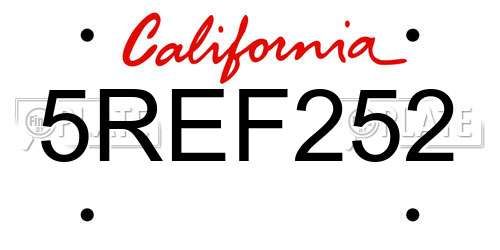 5REF252 California License Plate