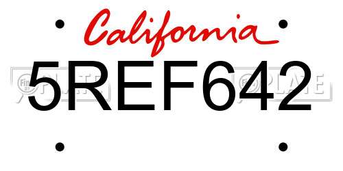 5REF642 California License Plate
