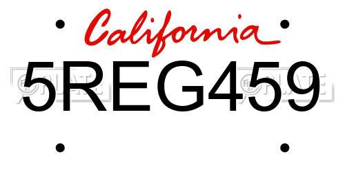 5REG459 California License Plate