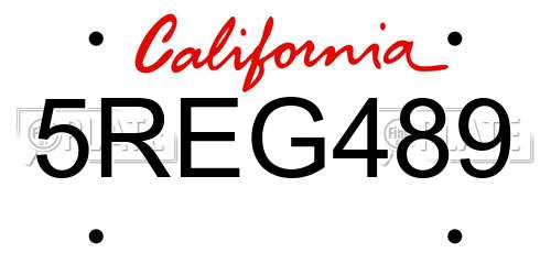 5REG489 California License Plate