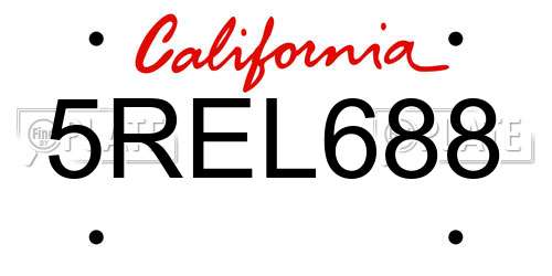 5REL688 California License Plate